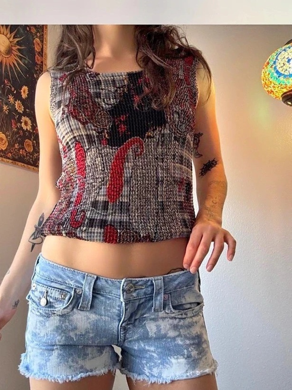 True Religion Distressed Denim Jean Shorts Waist 27